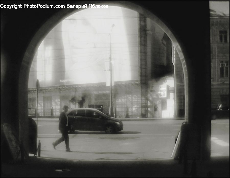 Automobile, Car, Vehicle, Arch, Sedan, City, Downtown