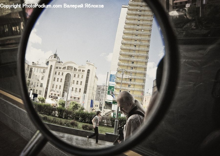 Fisheye, People, Person, Human, Car Mirror, Mirror, Bicycle