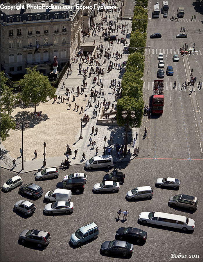 Architecture, Downtown, Plaza, Town Square, Freeway, Road, Aerial View
