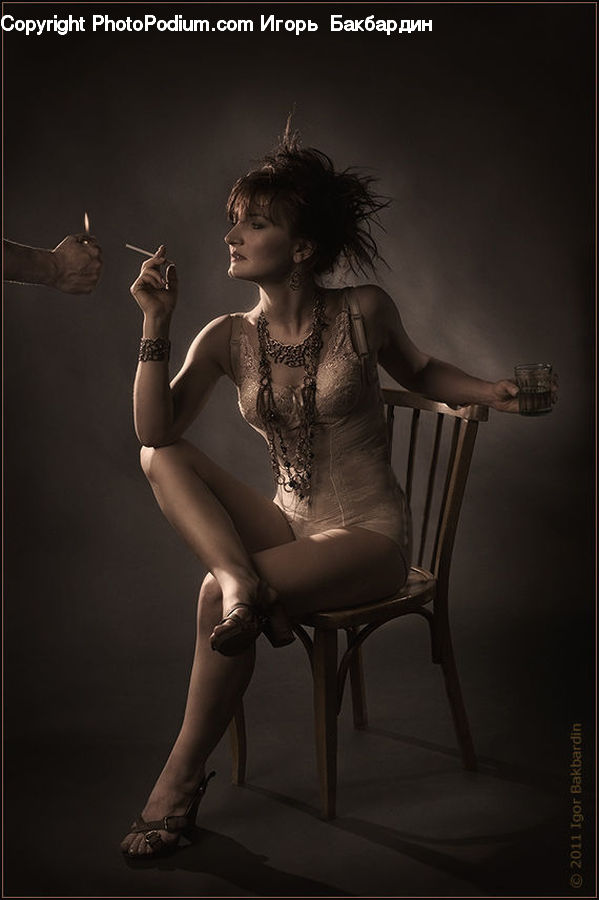 Dance, Dance Pose, Chair, Furniture, Fire, Bra, Lingerie