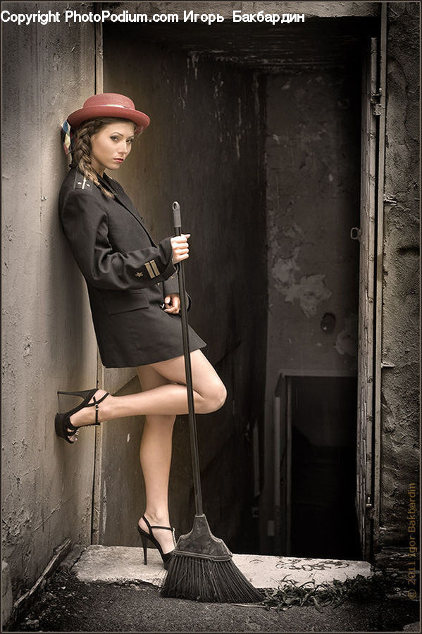 People, Person, Human, Broom, Clothing, Miniskirt, Skirt