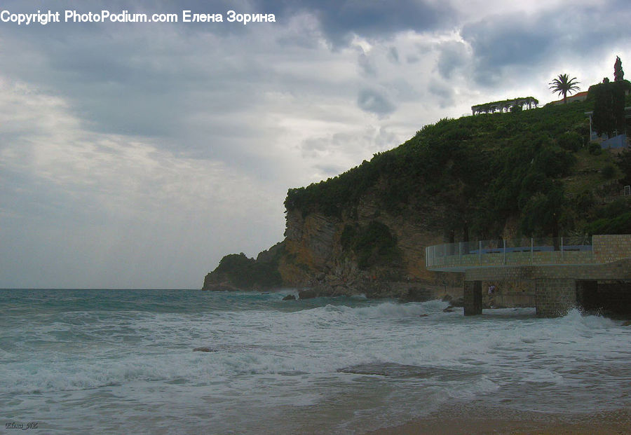 Beach, Coast, Outdoors, Sea, Water, Promontory, Cliff