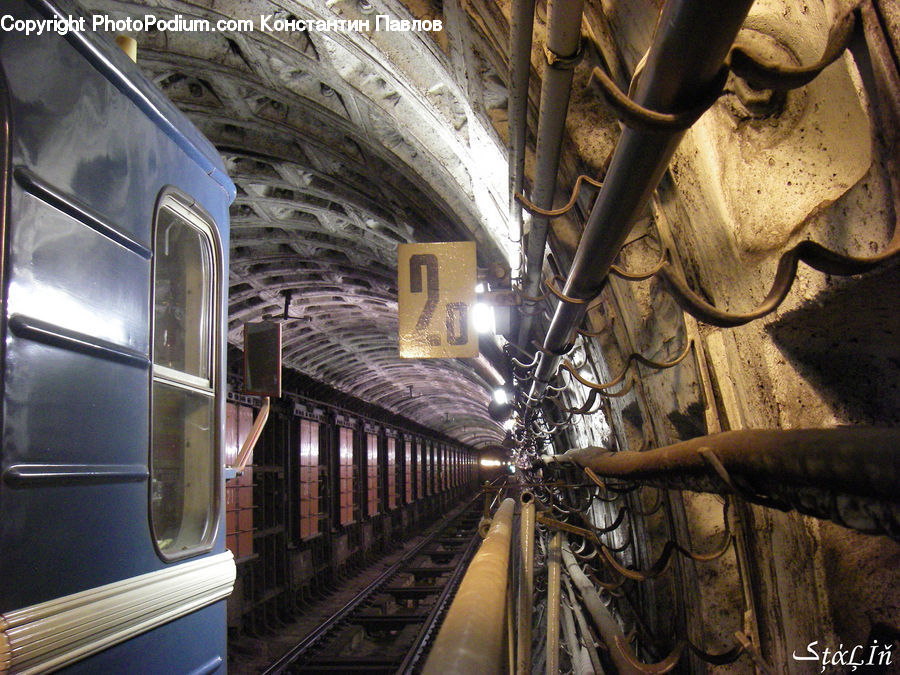 Tunnel, Subway, Train, Train Station, Vehicle, Banister, Handrail