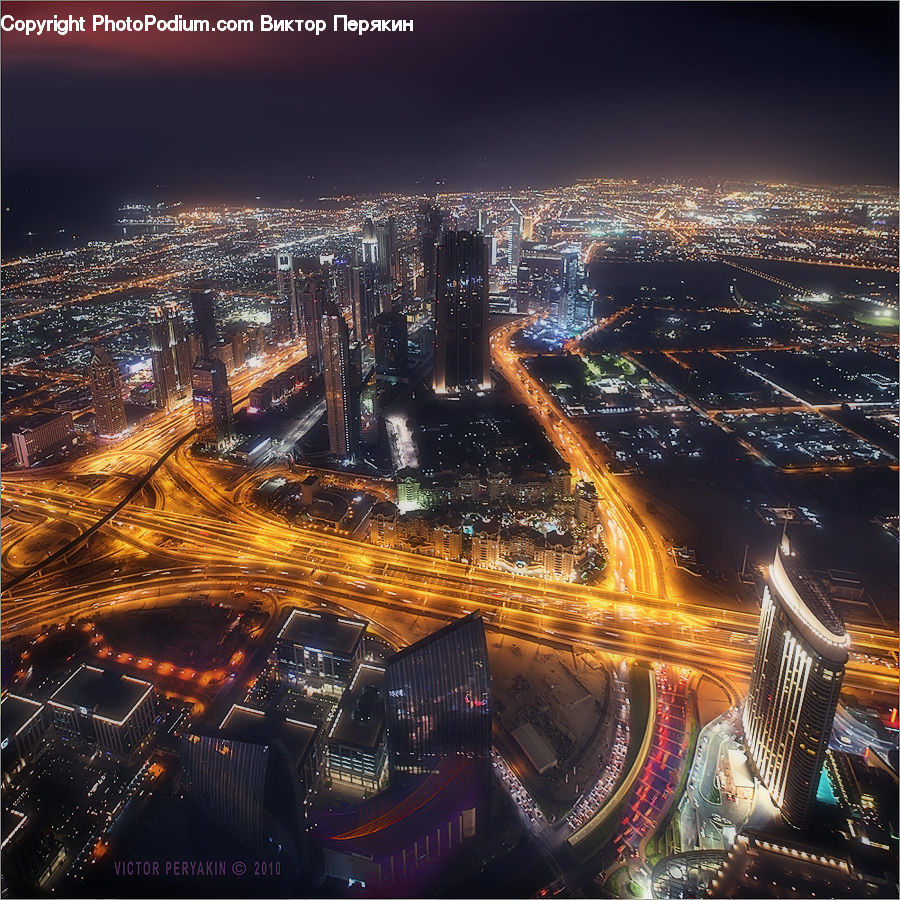 Aerial View, City, Downtown, Metropolis, Urban, Architecture, Convention Center