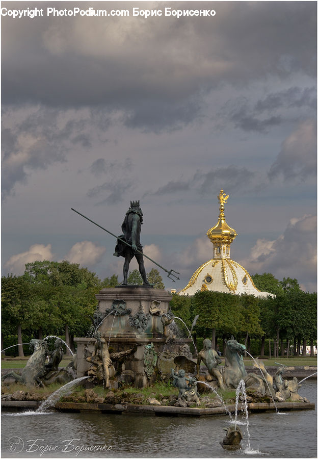 Fountain, Water, Art, Sculpture, Statue, Adventure, Bungee