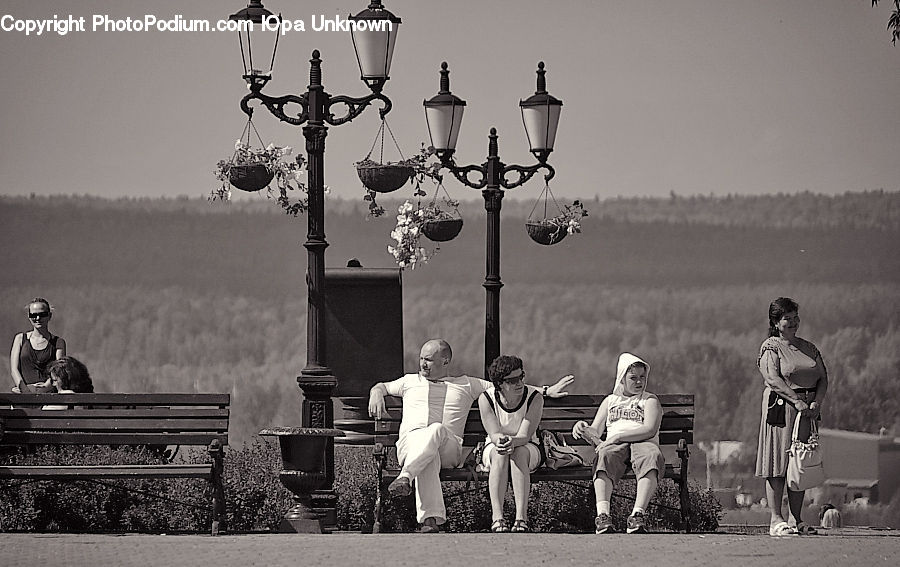 People, Person, Human, Plant, Potted Plant, Bench, Cross