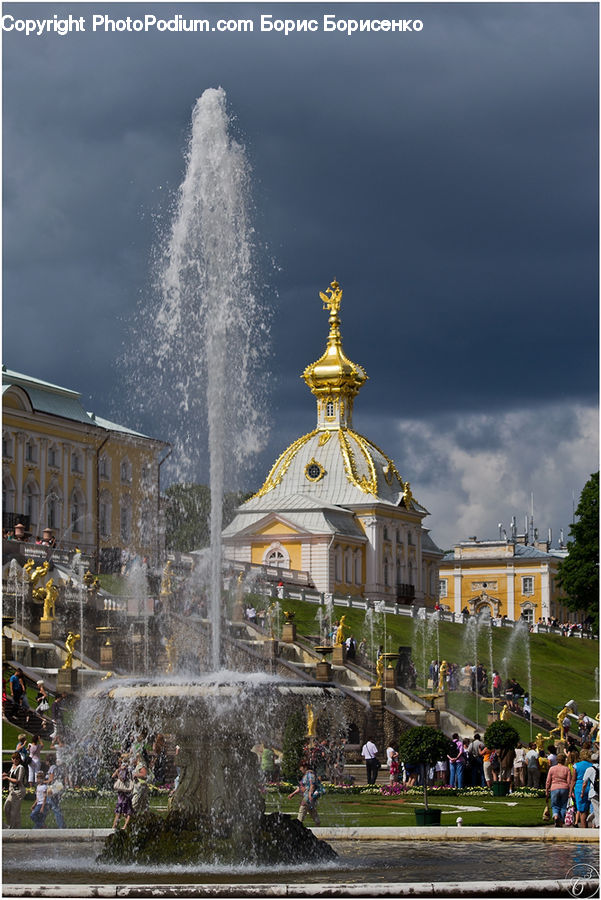 Fountain, Water, Architecture, Downtown, Plaza, Town Square, Town
