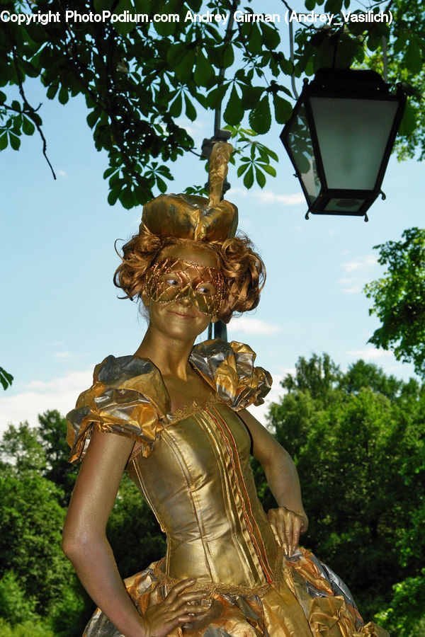 People, Person, Human, Lamp Post, Pole, Bust, Figurine