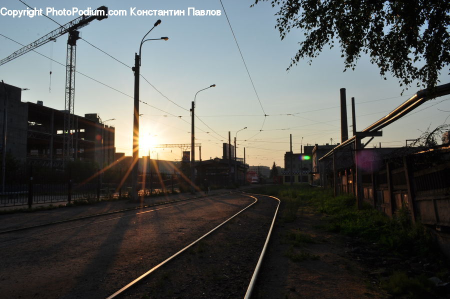 Rail, Train Track, Plant, Potted Plant, Building, Housing, Villa