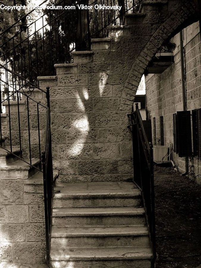 Alley, Alleyway, Road, Street, Town, Banister, Handrail