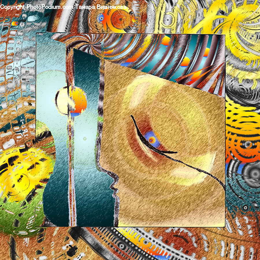 Collage, Poster, Art, Applique, Sewing, Brick, Label