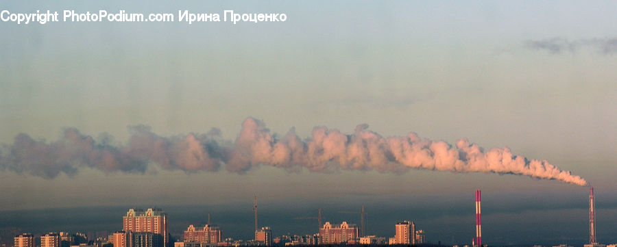 Factory, Refinery, Dawn, Dusk, Sky, Sunrise, Sunset