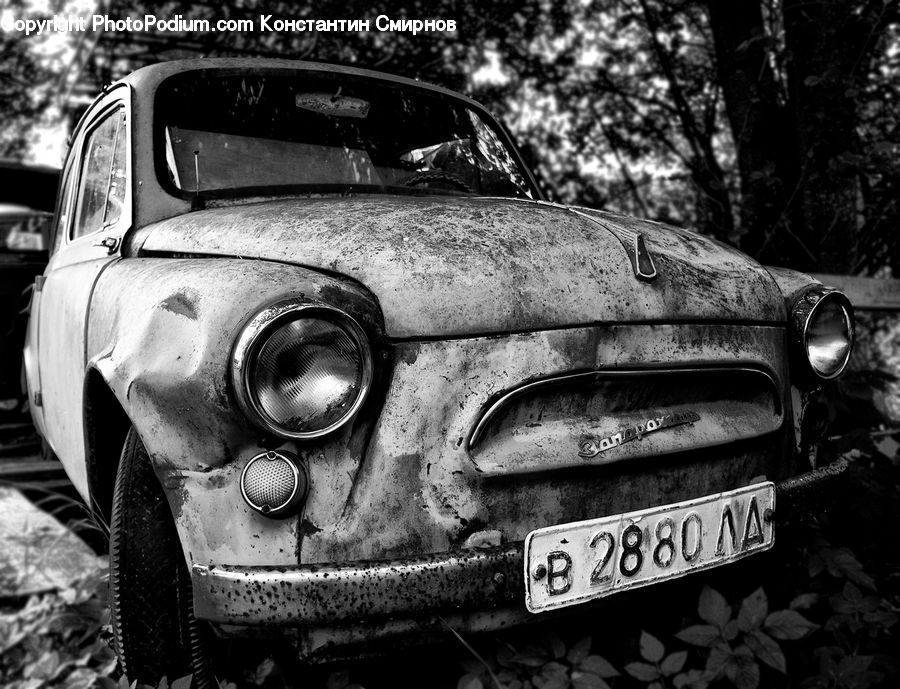 Automobile, Car, Vehicle, Sedan, Chair, Furniture, Rust