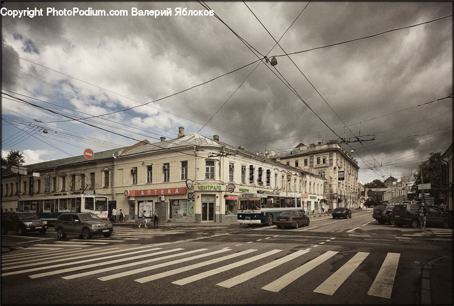 Asphalt, Road, Zebra Crossing, Intersection, Cable Car, Streetcar, Trolley