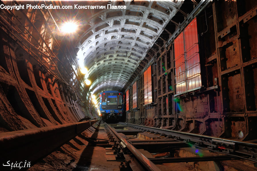 Train, Vehicle, Tunnel, Freight Car, Shipping Container, Brick, Subway