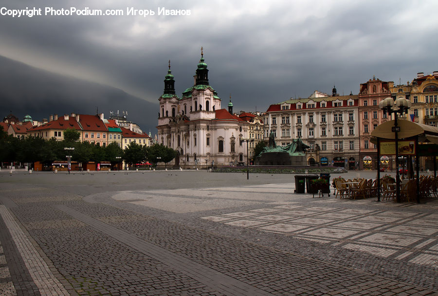 Architecture, Downtown, Plaza, Town Square, Outdoors, Storm, Weather