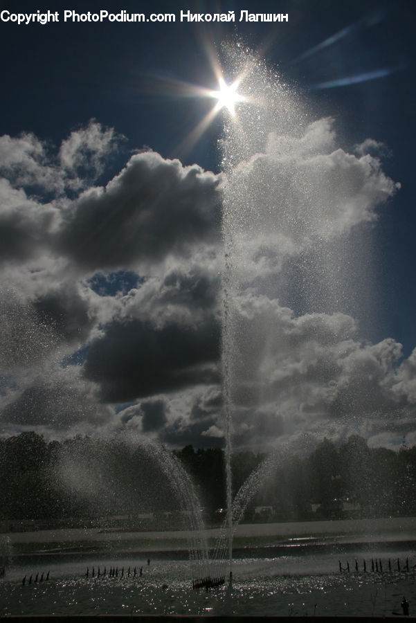 Cloud, Cumulus, Sky, Azure Sky, Outdoors, Fountain, Water
