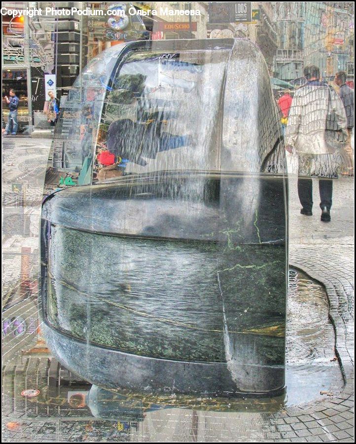 Art, Mosaic, Tile, Fountain, Water, Collage, Poster