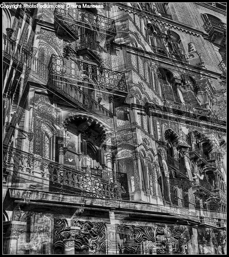 Architecture, Cathedral, Church, Worship, Drawing, Sketch, Fence