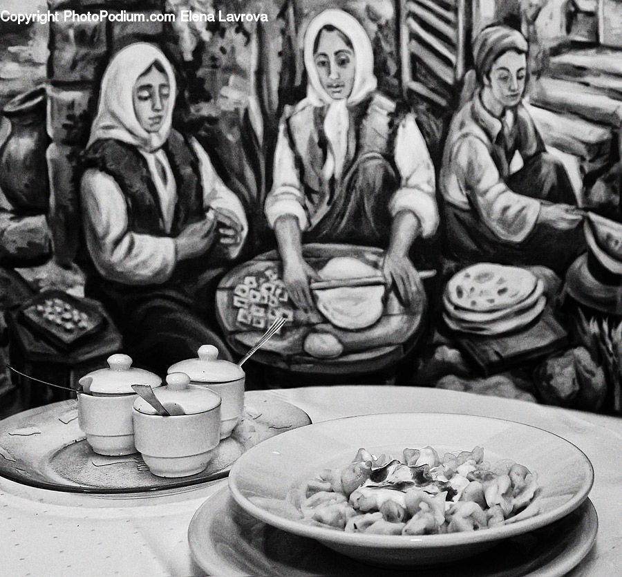 People, Person, Human, Art, Drawing, Sketch, Dish