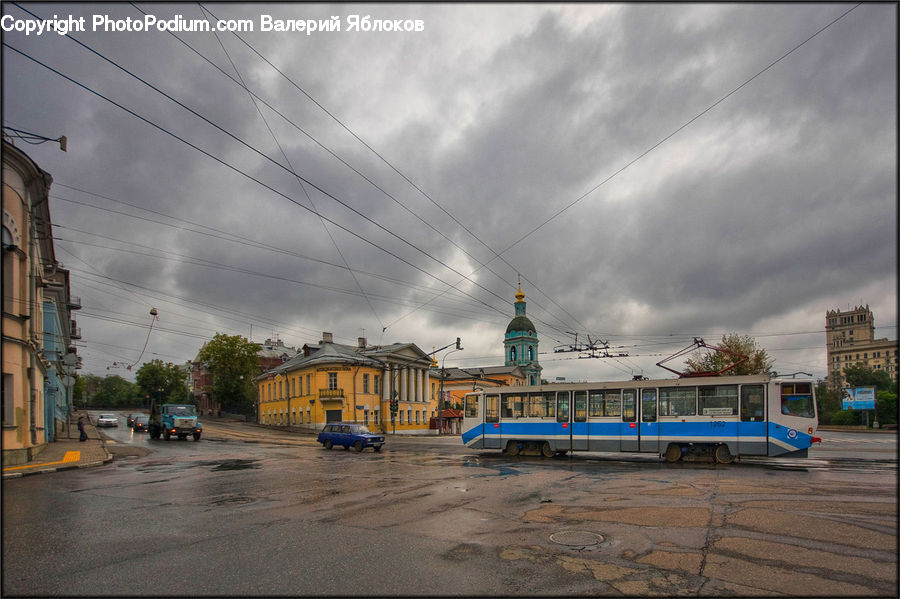 Building, Downtown, Town, Train, Vehicle, Parliament, Housing