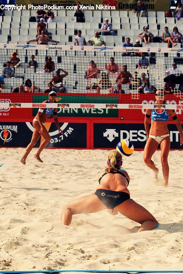 Sport, Volleyball, Outdoors, Sand, Soil, Bikini, Maillot