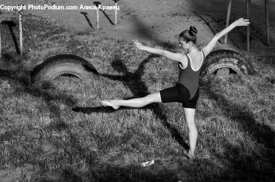 Back, Female, Person, Outdoors, Sand, Soil, Shorts
