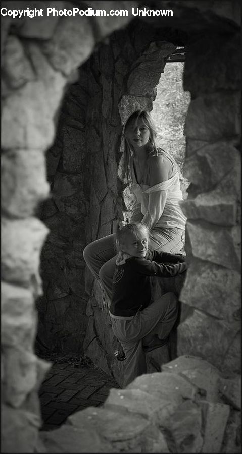 People, Person, Human, Female, Rock, Brick, Crypt