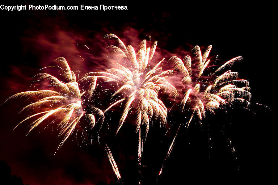 Fireworks, Night, Food, Plant