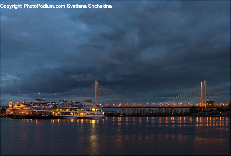 Bridge, Suspension Bridge, Dock, Pier, Cruise Ship, Ocean Liner, Ship