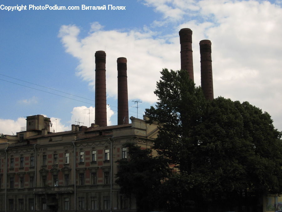 Power Plant, Apartment Building, Building, High Rise, City, Downtown, Metropolis