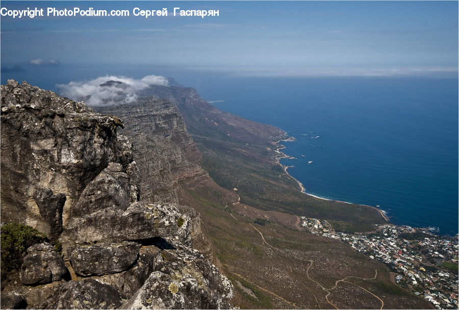 Crest, Mountain, Outdoors, Peak, Cliff, Aerial View, Coast
