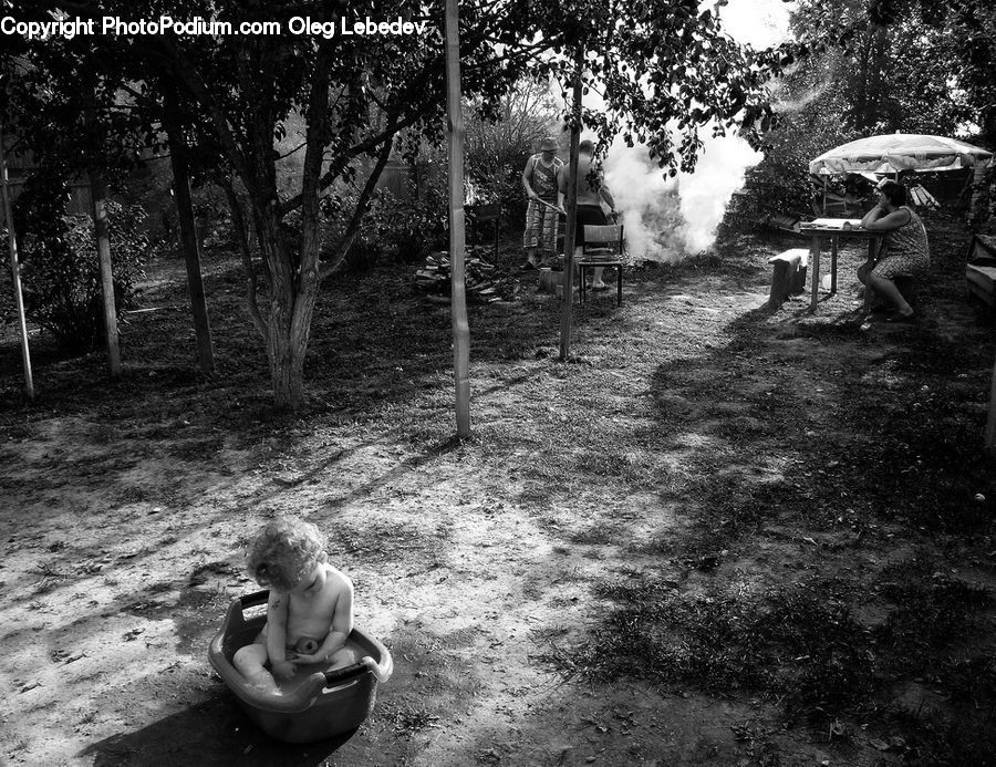 Umbrella, Playground, Swing, Forest, Grove, Land, Vegetation