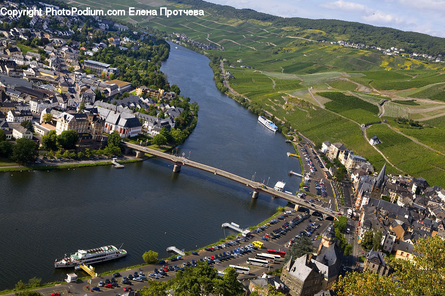 Aerial View, City, Downtown, Building, Town, Dock, Landing