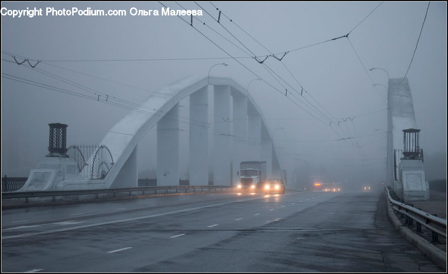 Bridge, Boardwalk, Deck, Path, Sidewalk, Walkway, Fog