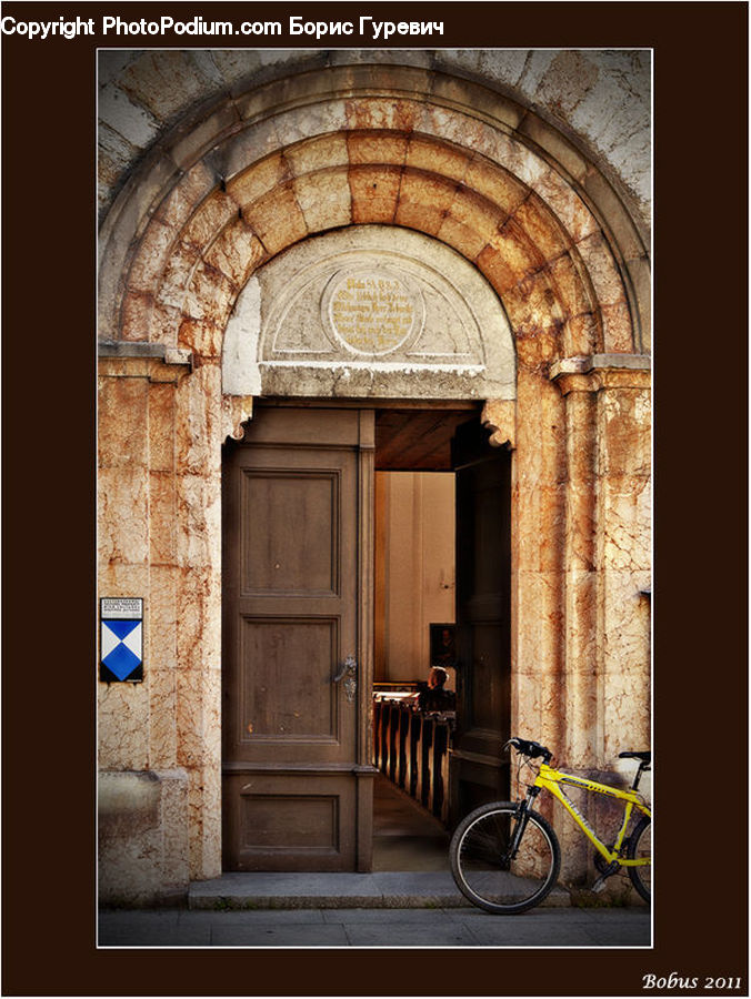 Bicycle, Bike, Mountain Bike, Vehicle, Building, Door