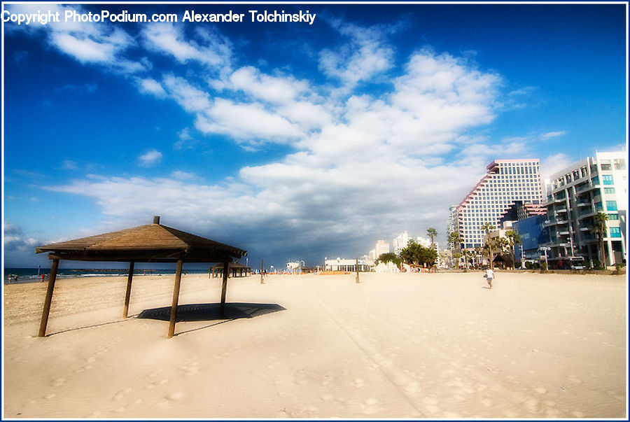 Building, City, Downtown, Bench, Architecture, Housing, Gazebo