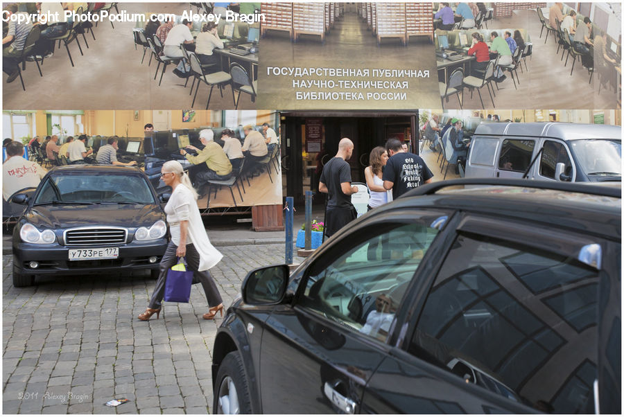 People, Person, Human, Automobile, Car, Vehicle, Cafeteria