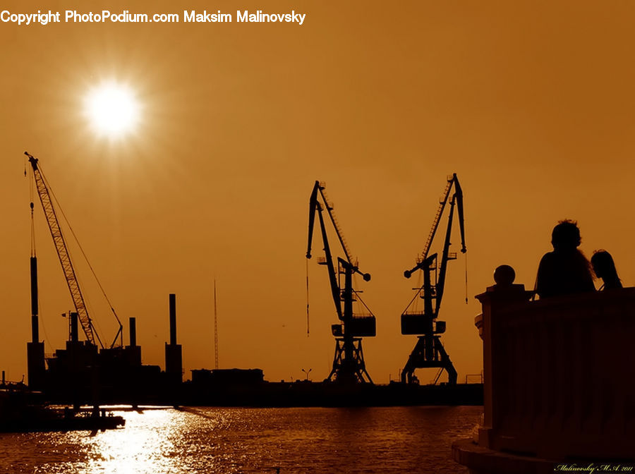 Constriction Crane, People, Person, Human, Ship, Vessel, Silhouette