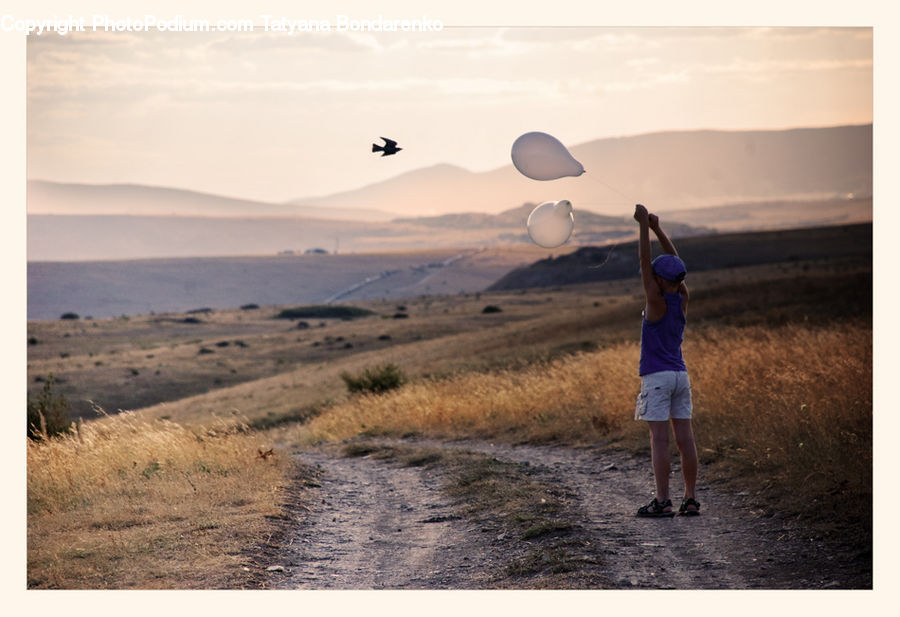 Hot Air Balloon, Dirt Road, Gravel, Road