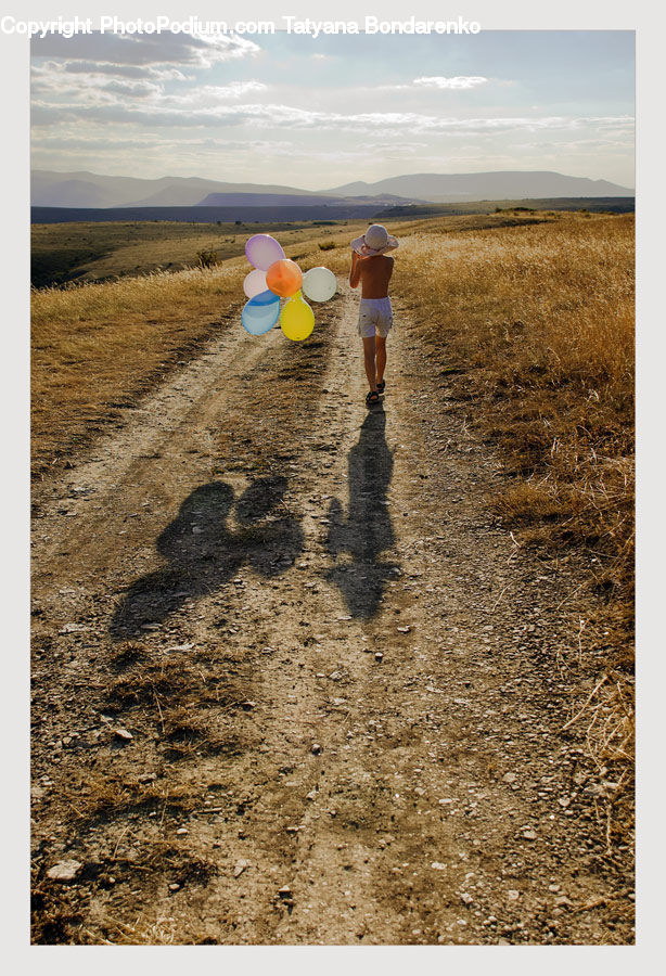 Dirt Road, Gravel, Road, Bucket, Field, Grass, Grassland