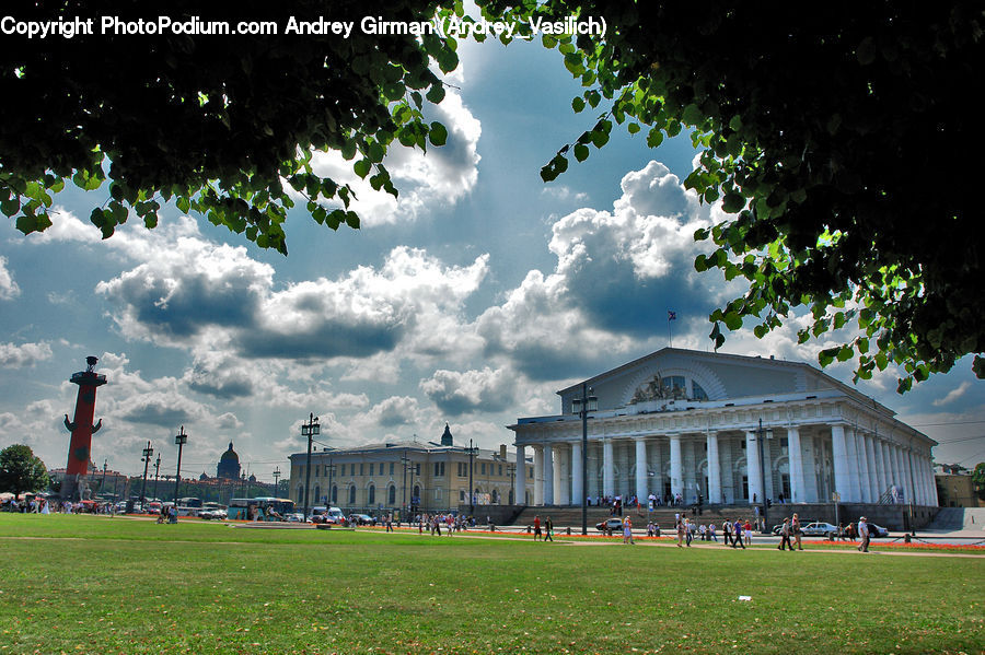 Field, Grass, Lawn, Campus, Architecture, Mansion, Building