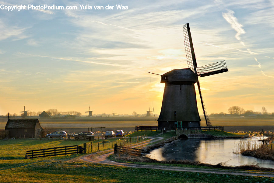 Engine, Machine, Motor, Turbine, Wind Turbine, Land, Marsh
