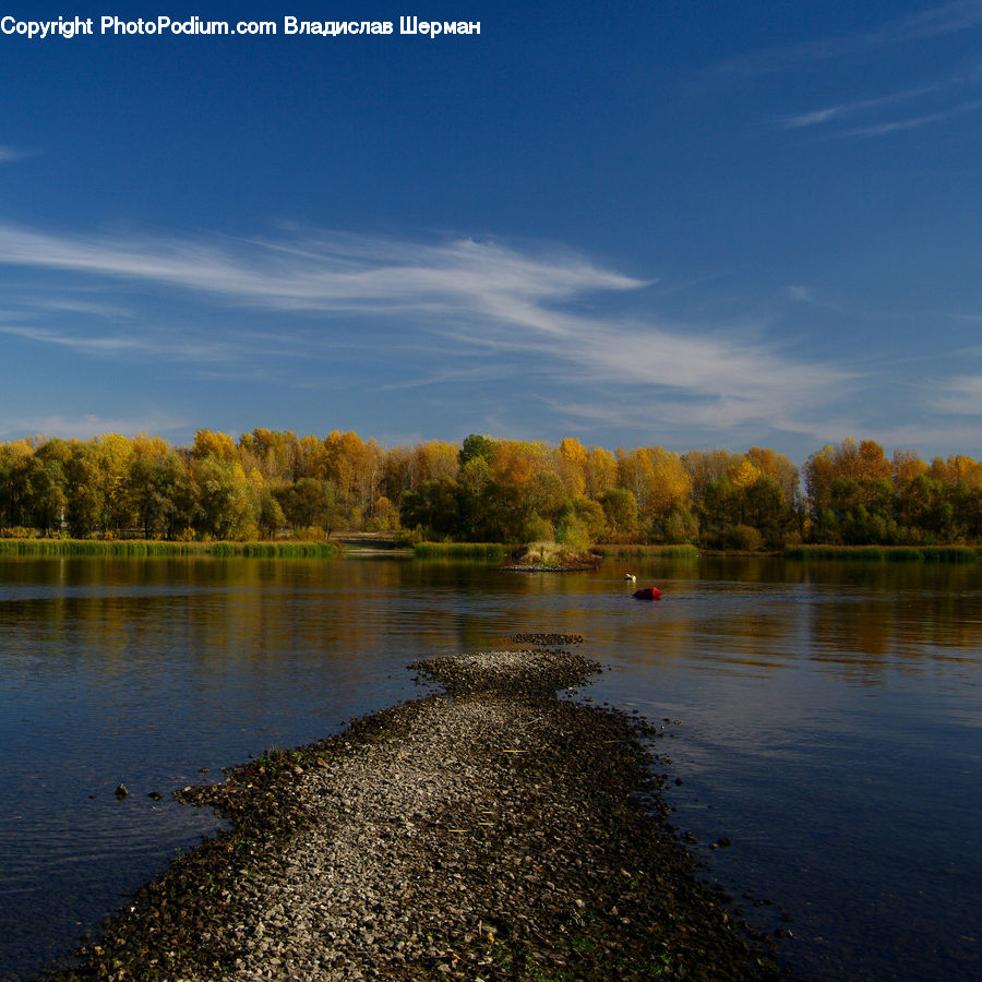 Lake, Outdoors, Water, River, Field, Grass, Grassland
