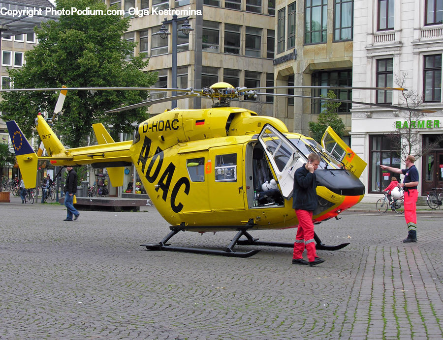 Bicycle, Bike, Vehicle, Ambulance, Van, Airfield, Airplane