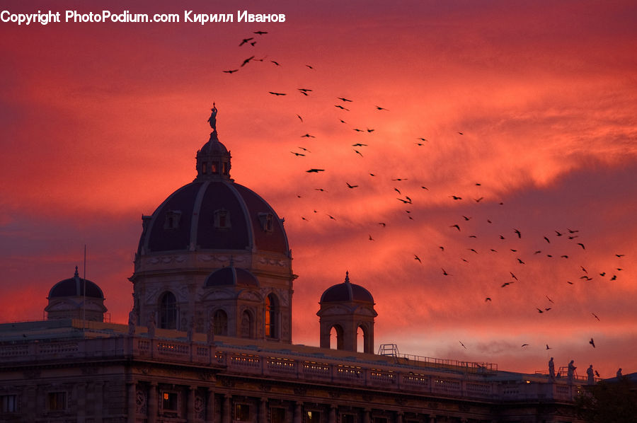 Dawn, Dusk, Red Sky, Sky, Sunrise, Sunset, Architecture