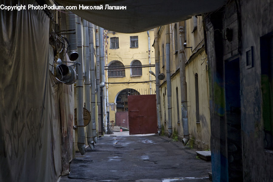 Alley, Alleyway, Road, Street, Town, Shipping Container, Path