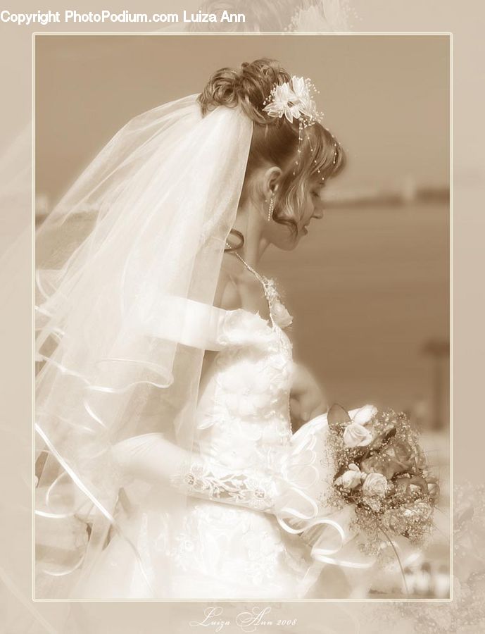 Bride, Gown, Person, Wedding, Veil, Clothing, Dress
