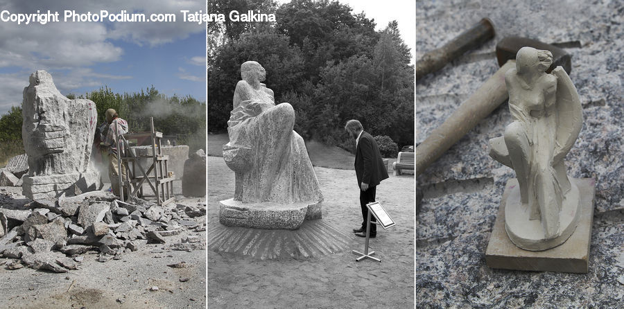 Art, Sculpture, Statue, Rubble, Fountain, Water, Rock