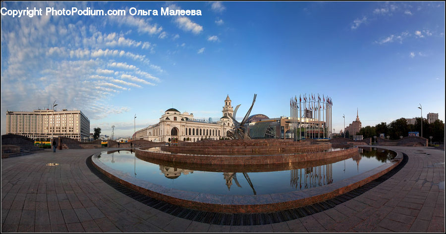 Architecture, Downtown, Plaza, Town Square, Fountain, Water, Dome
